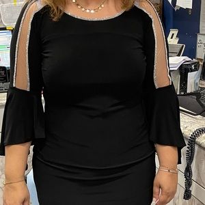 Msk Size M Long sleeve Dress black/nude stops At lower knee